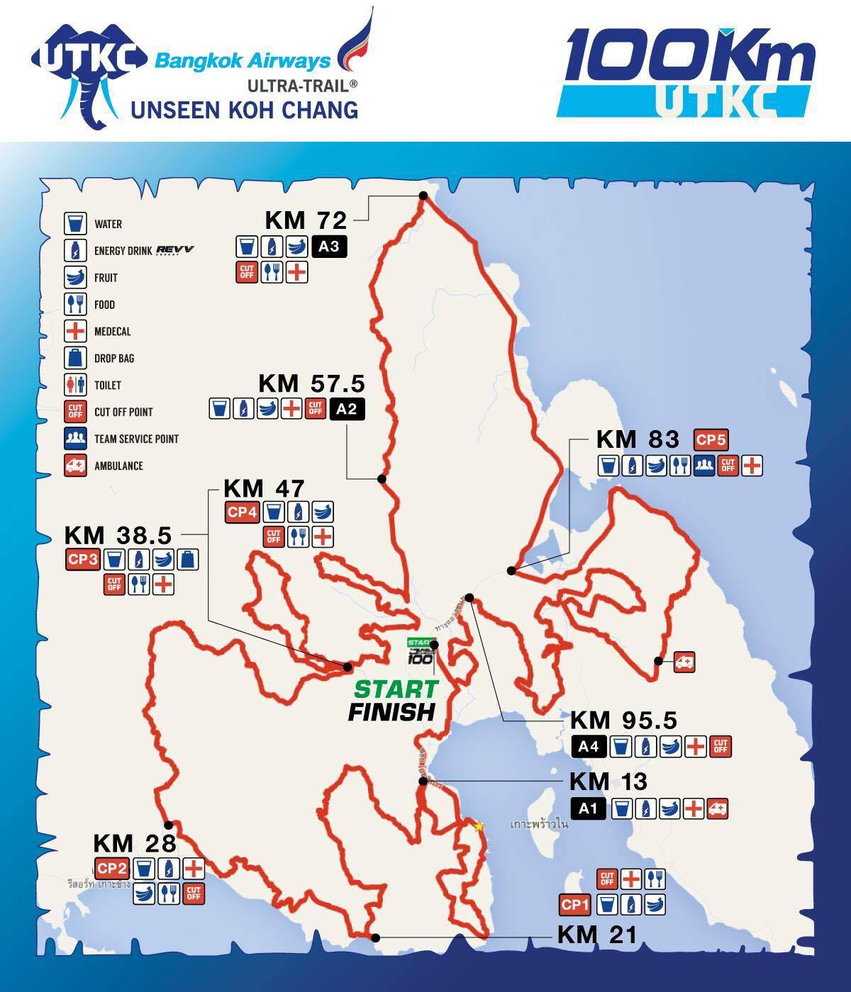 Sơ đồ đường chạy 100km Ultra Trail Koh Chang