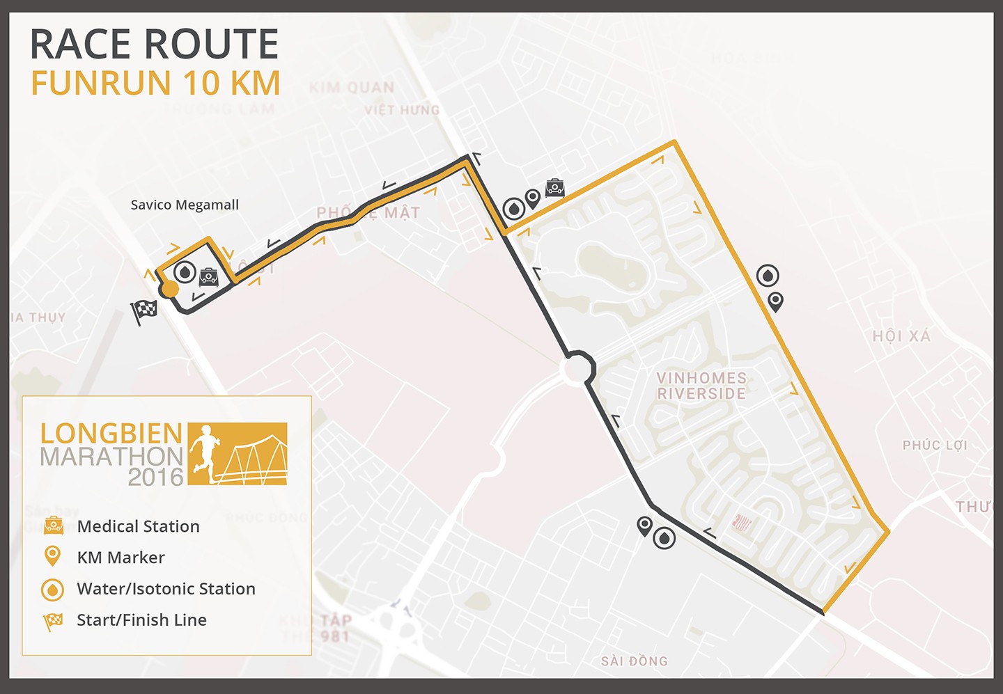 Sơ đồ đường chạy 10km Long Bien Marathon 2016