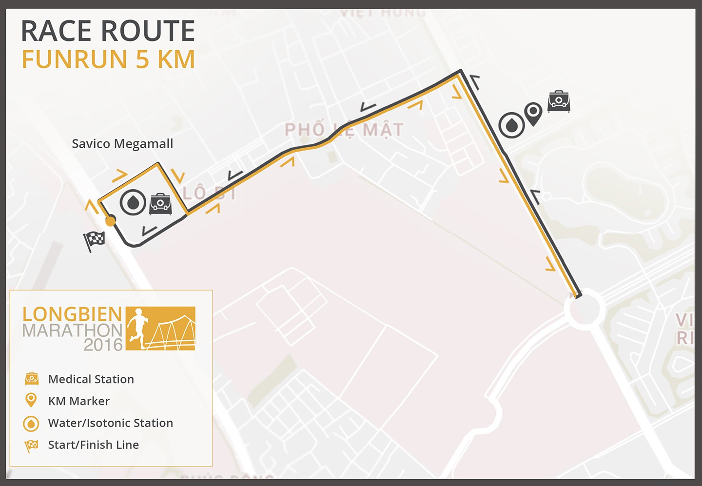 Sơ đồ đường chạy 5km Long Bien Marathon 2016
