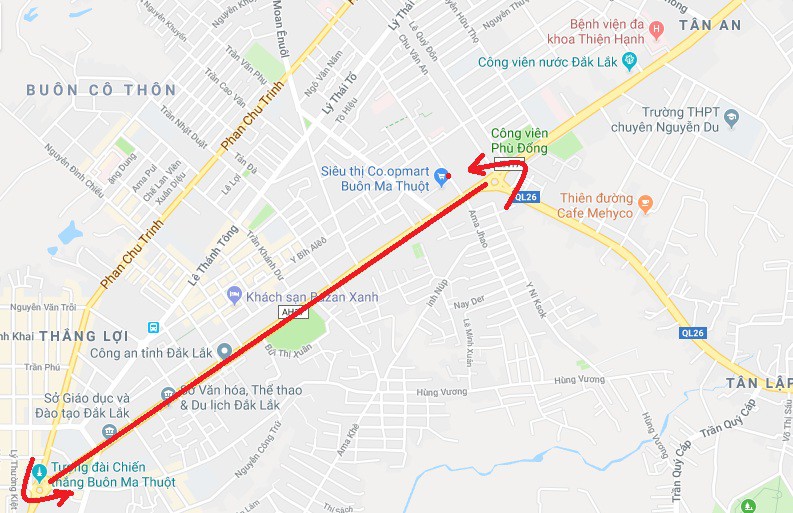 Bản đồ thực tế đường chạy marathon giải Việt dã báo Tiền Phong