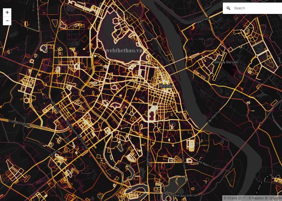 Bản đồ thể thao Strava khu vực Hà Nội