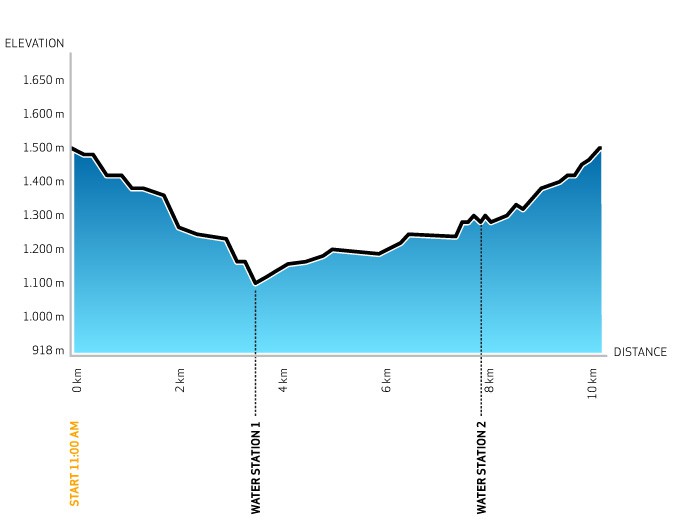 Độ cao chênh lệch (Elevation) của cự ly 10km Vietnam Mountain Marathon