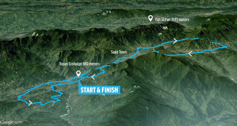 Sơ đồ cung đường đua 100km Vietnam Mountain Marathon