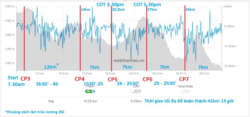 Chiến thuật gợi ý dành cho các VĐV hoàn thành 42km trước 15 giờ