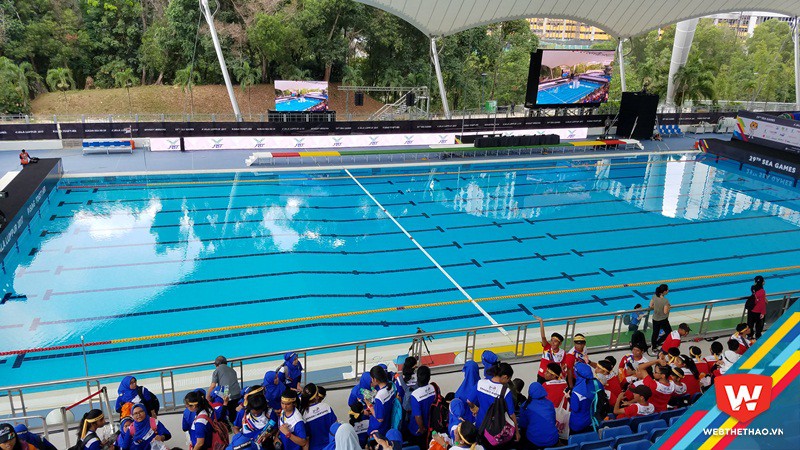Do các môn bơi nghệ thuật và bóng nước thi đấu nên ĐT bơi Việt Nam chỉ có thể tập bơi tại đây ngày 19/8, 2 ngày trước khi chính thức bước vào các cuộc tranh tài khốc liệt trên đường đua xanh