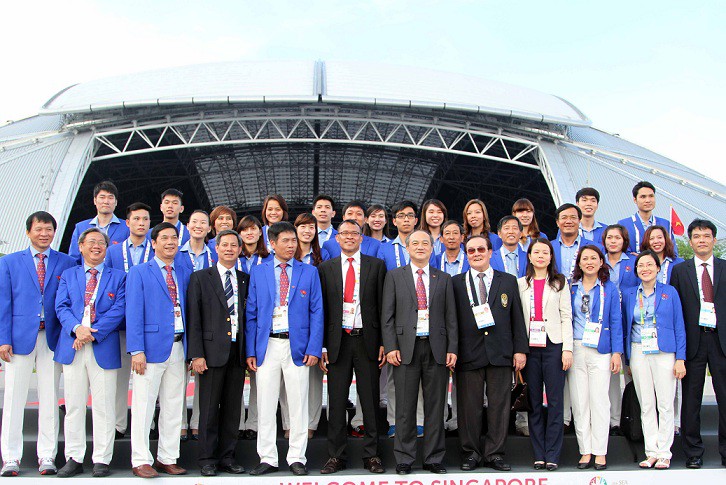 Lễ thượng cờ của đoàn TTVN tại SEA Games 2015. Ảnh: Tuấn Tú