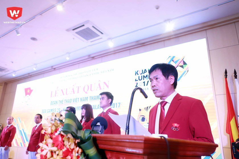 Ông Trần Đức Phấn, Tổng cục phó Tổng cục TDTT, Trưởng đoàn TTVN tại SEA Games 29 phát biểu