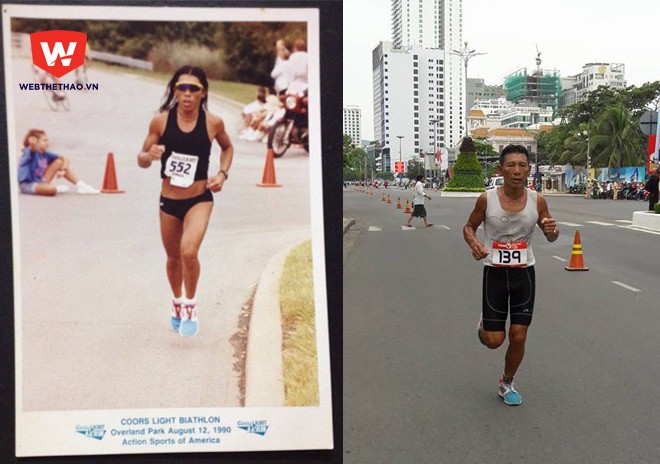 Hình ảnh VĐV Nguyễn Văn Thu ngày ấy và bây giờ với đôi giày Nike 26 năm vẫn chạy tốt