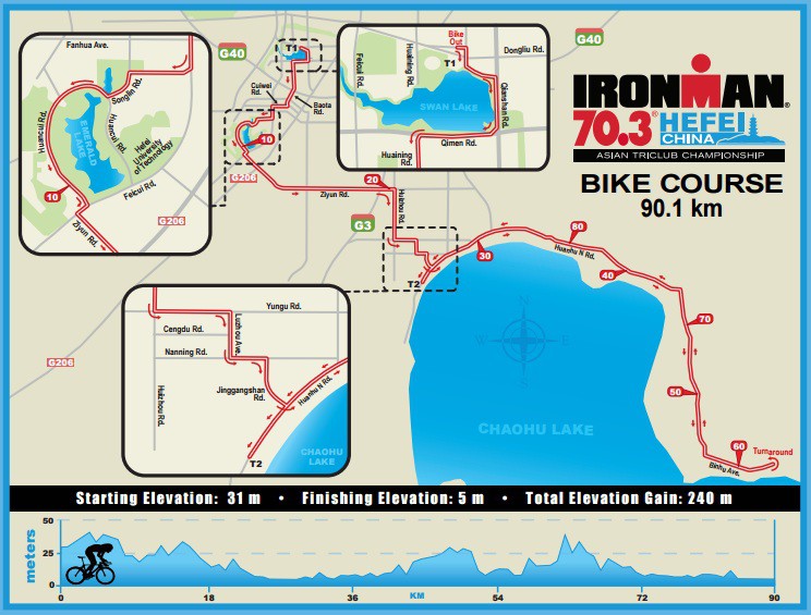 Đường đua môn xe đạp Ironman 70.3 Hefei