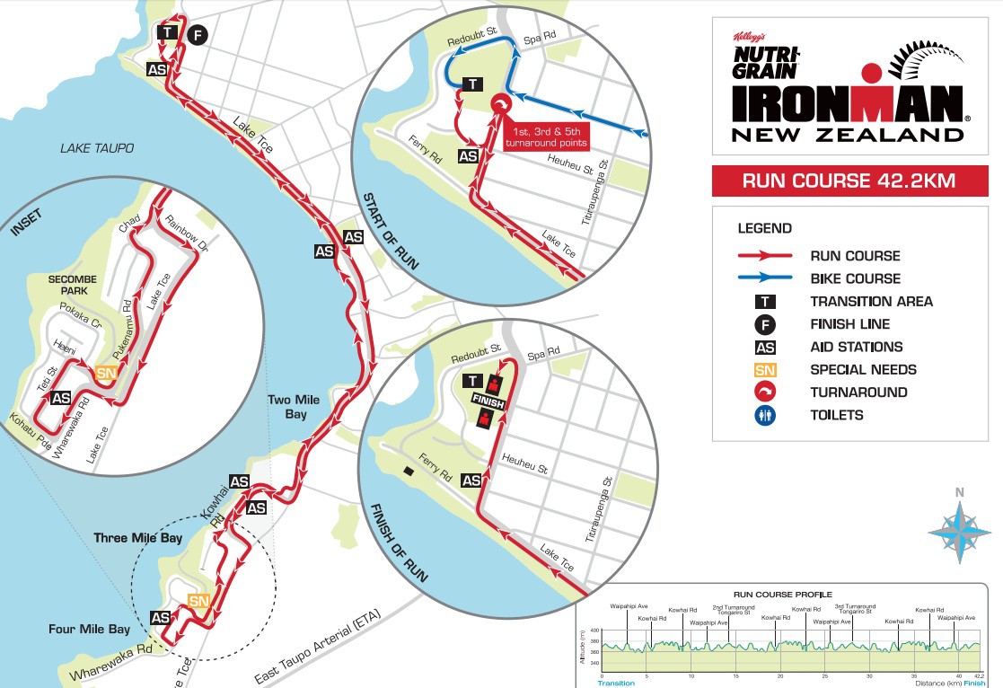 Đường đua môn chạy bộ 42,2km (26 dặm) Ironman New Zealand 2017