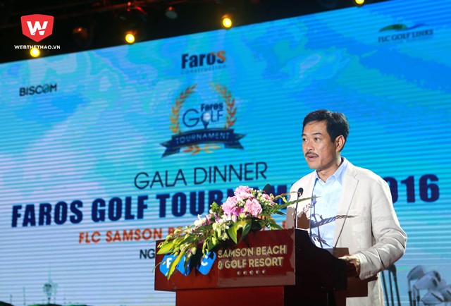 Ông Đỗ Như Tuấn ( TGĐ công ty xây dựng Faros, trưởng BTC) phát biểu trong đêm gala trao giải của ngày thi đấu thứ hai