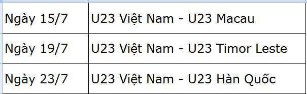 Lịch thi đấu của U23 Việt Nam tại vòng loại U23 châu Á 2018