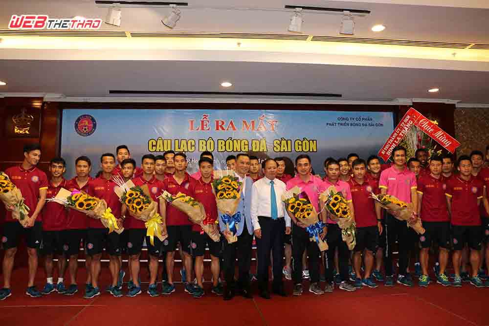 Lễ ra mắt CLB bóng đá Sài Gòn diễn ra sáng nay tại TP.HCM. Ảnh: Minh Khang