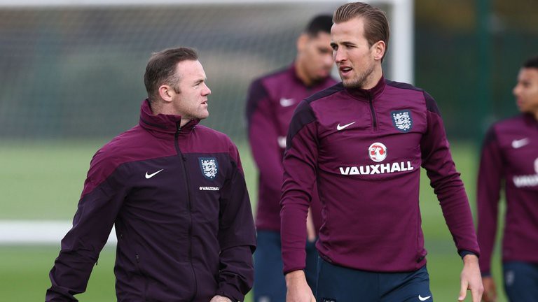 Rooney và Kane của đội tuyển Anh