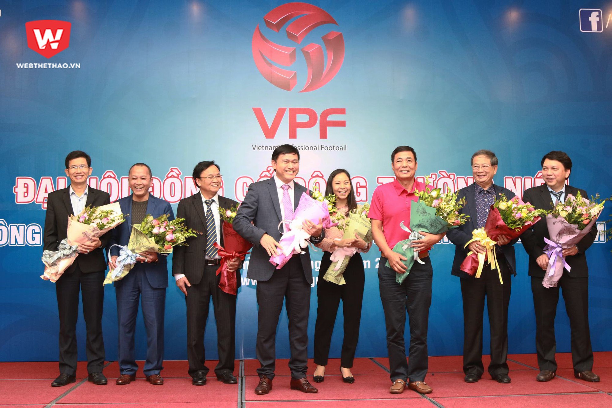 8 thành viên lãnh đạo HĐQT VPF nhiệm kỳ 2017 - 2020. Ảnh: Trung Thu.