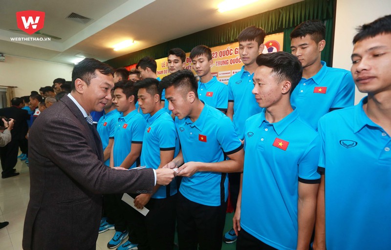 U23 Việt Nam đã làm lễ xuất quân thi đấu tại VCK U23 châu Á 2018 vào sáng nay (29/12). Hình ảnh: Hải Đăng.