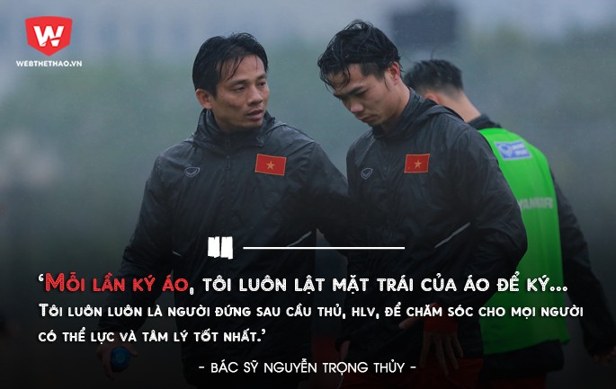 Bác sĩ Nguyễn Trọng Thủy là 1 trong số những người thầm lặng đứng sau thành công vừa qua của U23 Việt Nam. Hình ảnh: Trung Thu.
