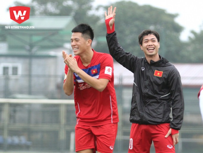 Công Phượng nên vui vì trở thành cầu thủ thi đấu nhiều nhất cho đội tuyển Việt Nam tại vòng loại Asian Cup 2019. Hình ảnh: Trung Thu.