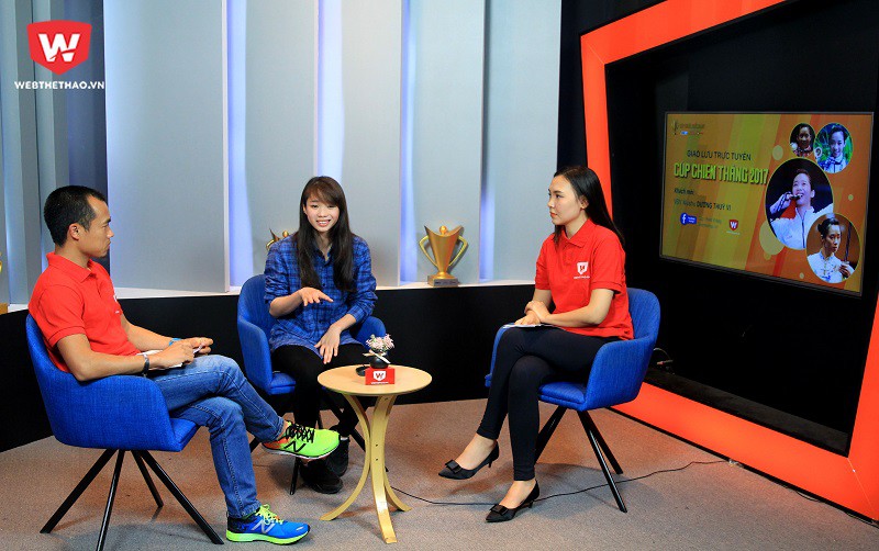 Dương Thúy Vi cùng Webthethao.vn đã có những chia sẻ về Wushu, về thành công tại SEA Games 29 và những áp lực phải trải qua trong sự nghiệp. Hình ảnh: Trung Thu.