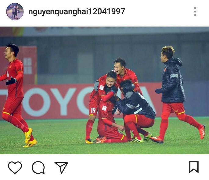 Instagram tiền vệ Nguyễn Quang Hải.