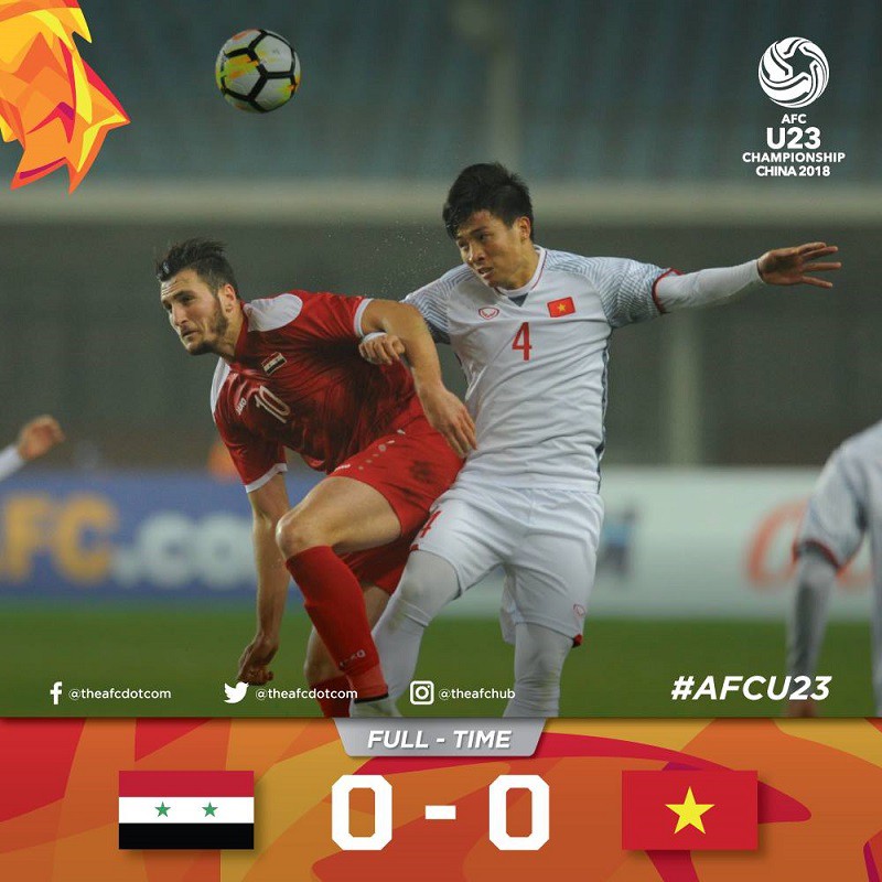 Trận hòa 0-0 trước U23 Syria giúp U23 Việt Nam làm nên lịch sử. Hình ảnh: AFC.