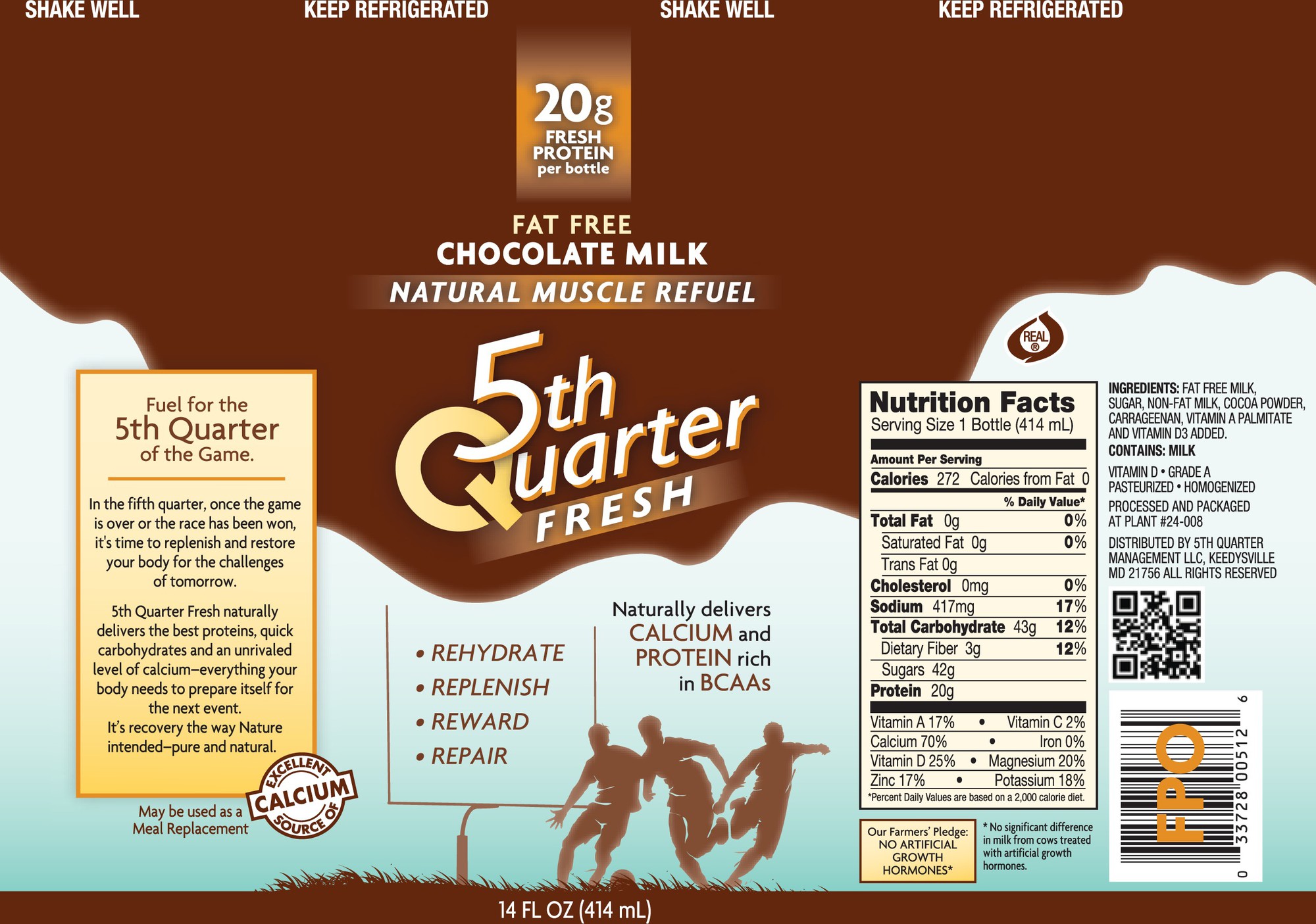 Sữa Fifth Quarter Fresh được khuyến khích sử dụng cho các cầu thủ bóng đá trong trường học