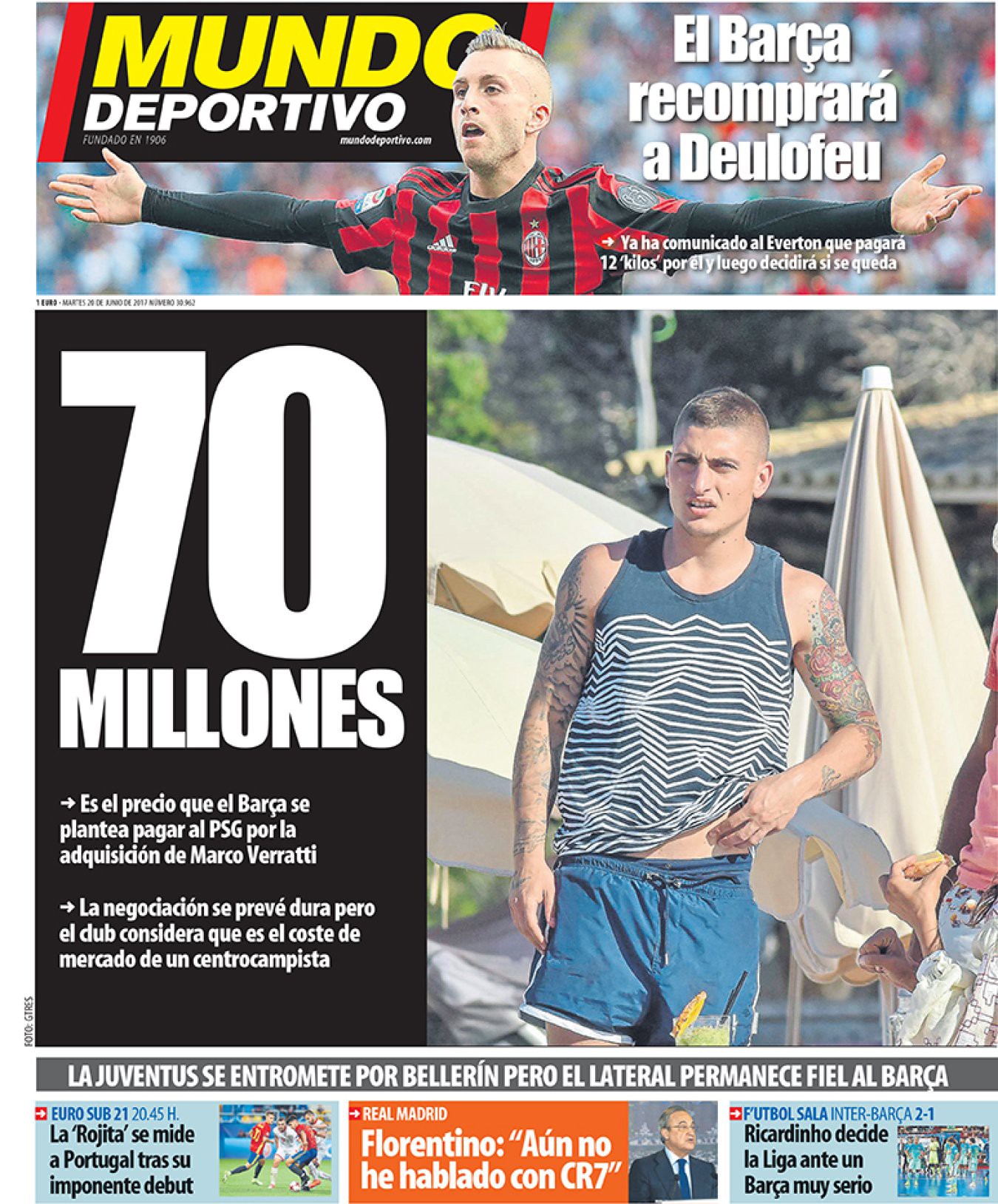 Tờ Mundo Deportivo cho biết Barca đề nghị 70 triệu euro cho Verratti