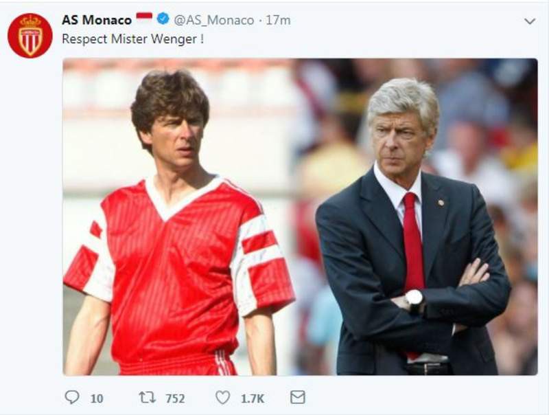 Hình ảnh: Đội bóng cũ Monaco gửi lời tri ân tới Wenger