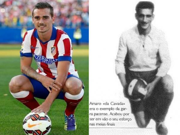 Antoine Griezmann và ông nội Amaro Lopes của mình khi còn là cầu thủ ở Bồ Đào Nha