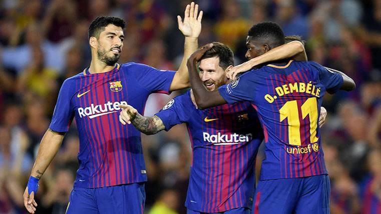 Hình ảnh: Cây đinh ba mới của Barca gồm Messi, Suarez và Dembele