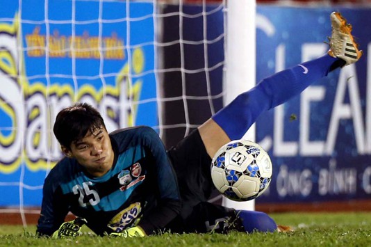 Minh Hoàng trong màu áo U21 HAGL ở U21 quốc tế 2015.