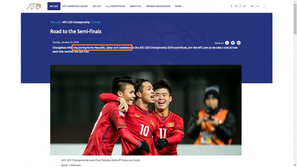 AFC vẫn hoang mang sau chiến tích lọt vào bán kết của U23 Việt Nam.
