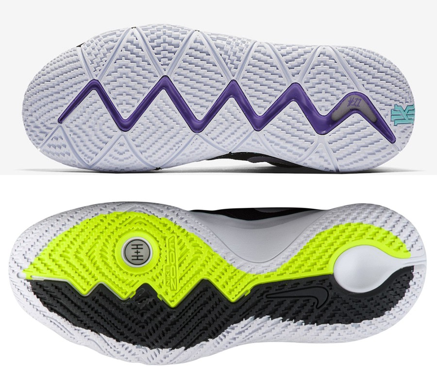 So sánh mặt đế giữa Nike Kyrie 4 và Nike Kyrie Flytrap.