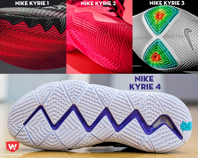 Sự “tiến hóa” của những bộ đế Nike Kyrie qua 4 thế hệ.