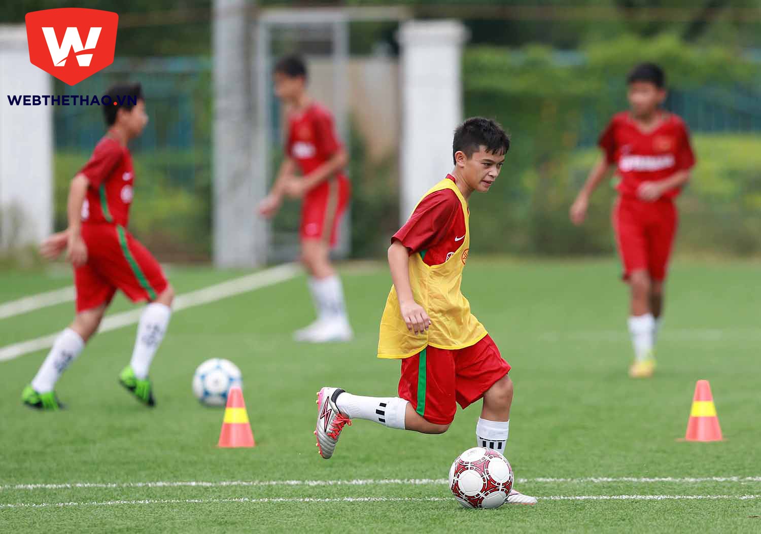 Đức Sơn - cầu thủ xuất sắc nhất Festival bóng đá học đường hoà nhập rất nhanh khi lên tập trung đội U.13 Yamaha. 