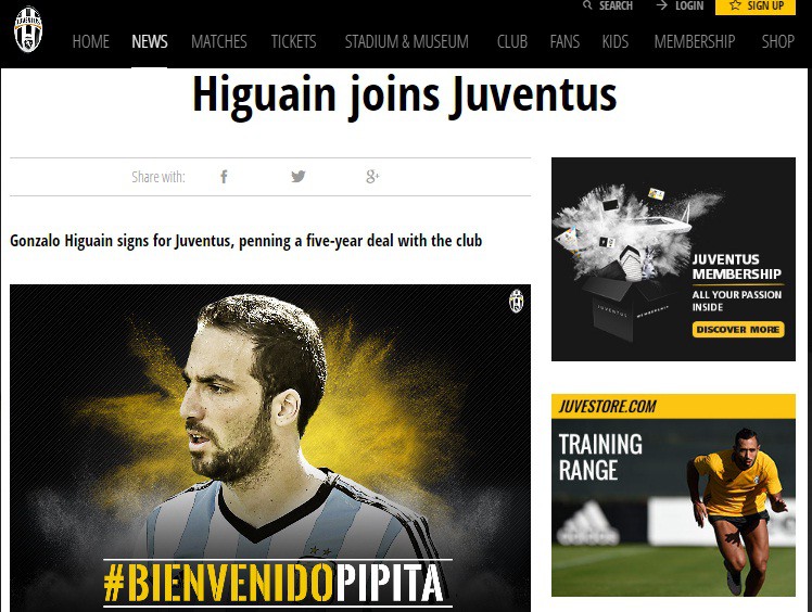 Juventus chiêu mộ thành công Higuain