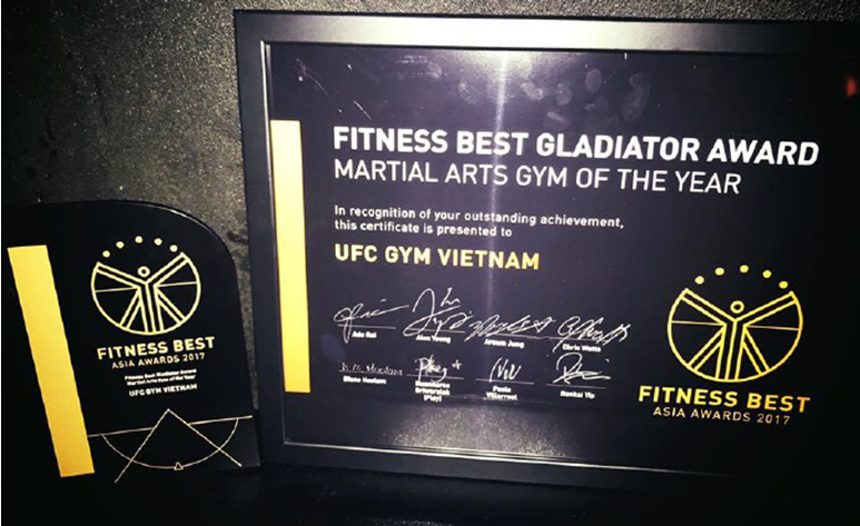 UFC Gym Việt Nam mới nhận giải “Trung tâm Gym & Võ Thuật tự do MMA tốt nhất Châu  Á” tại Fitness Best Asia Awards 2017
