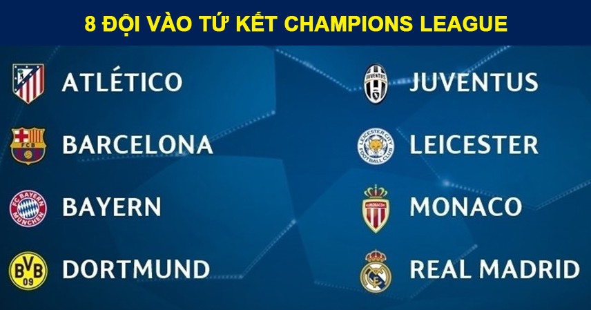 8 đội vào tứ kết champions league