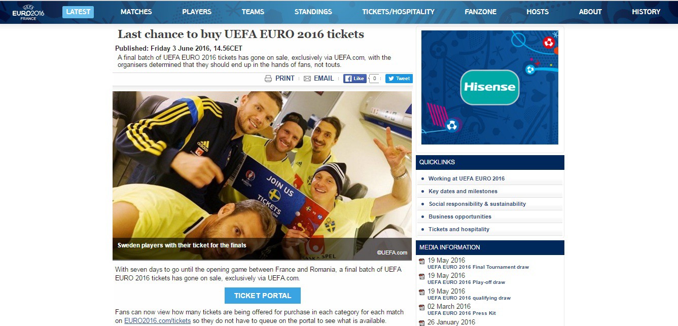 UEFA ''xả'' vé giá rẻ sát ngày khai mạc EURO 2016