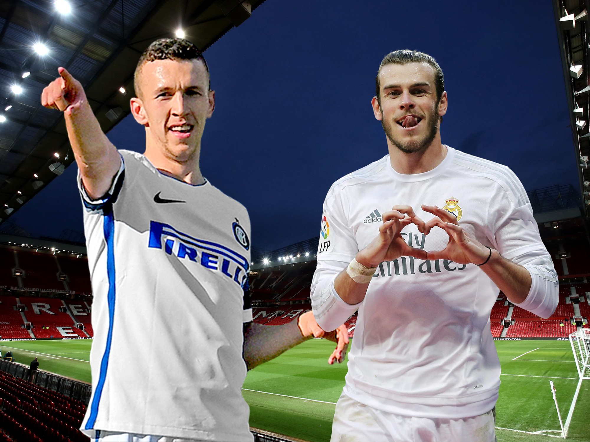 Sau khi để tuột Perisic (trái), Man Utd sẽ dồn sức mua Bale (phải)