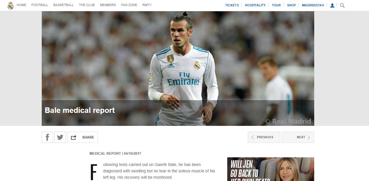 Báo cáo mới nhất của Real khẳng định Bale không chấn thương gân kheo