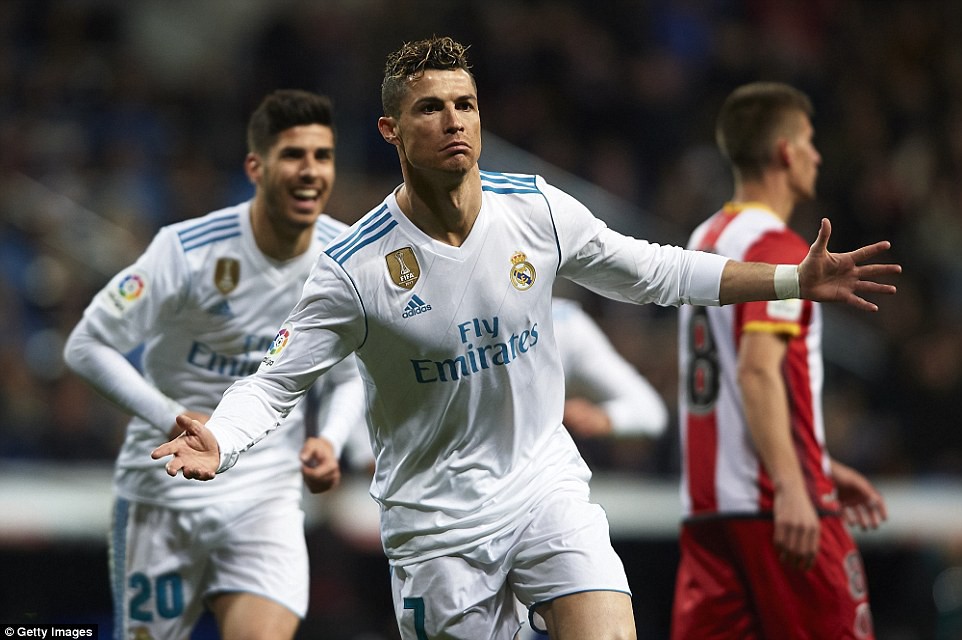 Hình ảnh: Ronaldo lập một cú poker vào lưới Girona