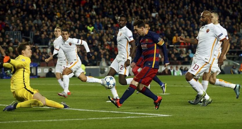 Hình ảnh: Messi từng lập cú đúp vào lưới Roma tại chính Camp Nou cách đây 3 năm