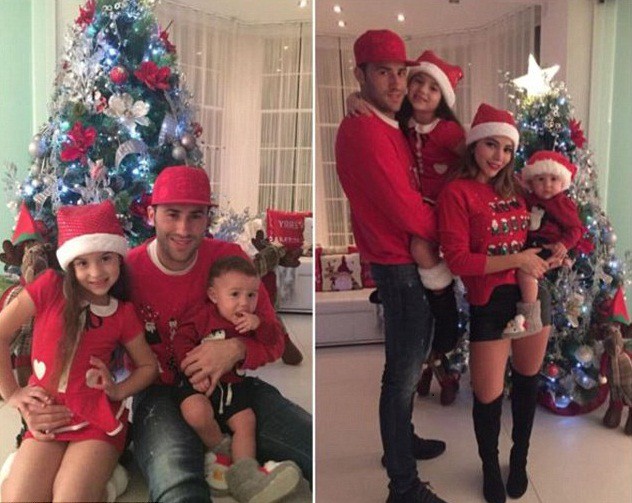Thủ môn David Ospina tranh thủ thời gian rảnh bên vợ con trước khi lên đường đến Hi Lạp thi đấu.