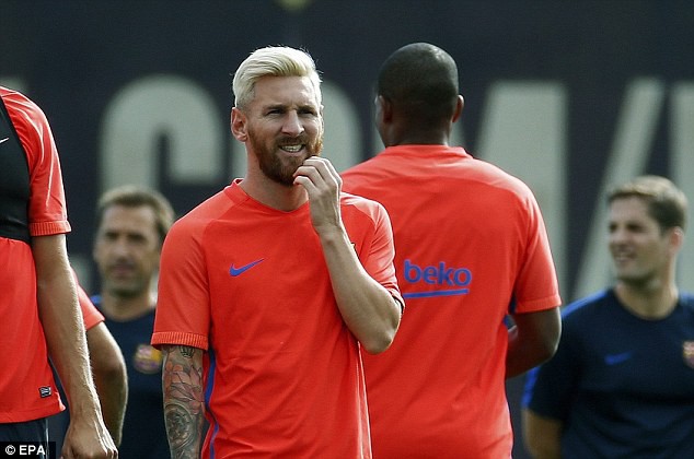 Hình ảnh Messi tại trung tâm tập luyện của Barca. 