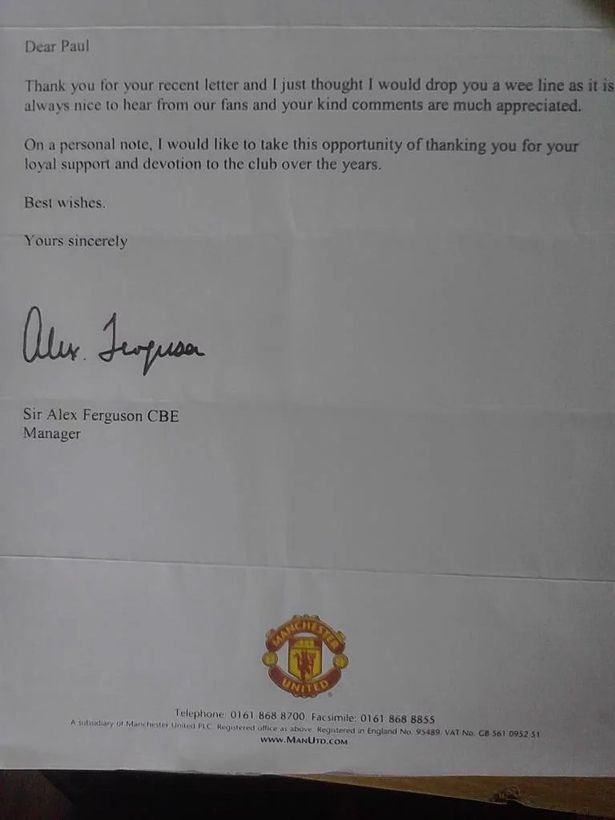 Bức thư trả lời mà Sir Alex gửi đến cậu bé 11 tuổi.