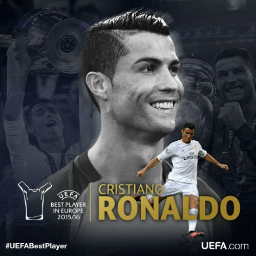 Cristiano Ronaldo ẵm giải Cầu thủ xuất sắc nhất năm 2016 do UEFA bình chọn.