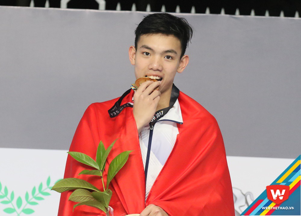 Huy Hoàng lần đầu dự SEA Games đã phá kỷ lục và giành HCV. Ảnh: Văn Nhân