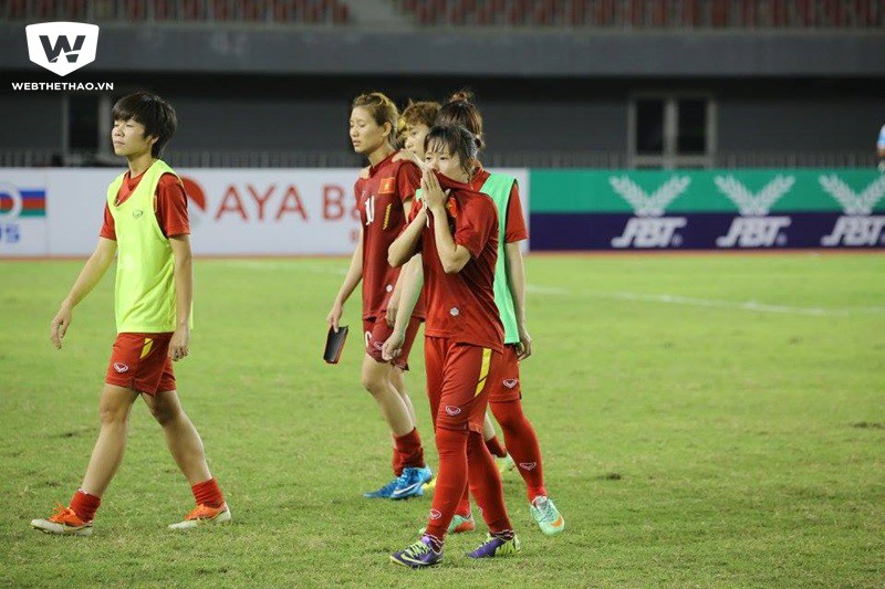 Nỗi buồn thua trận của đội tuyển nữ Việt Nam. Ảnh MFF