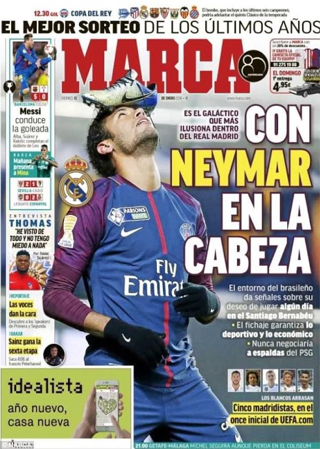 Hình ảnh: Marca đưa tin Real sẽ quyết chiêu mộ bằng được Neymar